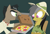 Size: 1212x816 | Tagged: safe, artist:hyolark, imported from derpibooru, daring do, doctor caballeron, earth pony, pegasus, pony, female, food, male, mare, pineapple, pineapple pizza, pizza, pure unfiltered evil, stallion, sweat, tied up, torture