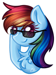 Size: 476x636 | Tagged: safe, artist:sketchyhowl, imported from derpibooru, rainbow dash, pony, bust, chest fluff, female, heart eyes, portrait, simple background, solo, sunglasses, transparent background, wingding eyes