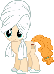 Size: 4070x5580 | Tagged: safe, artist:ironm17, imported from derpibooru, pear butter, pony, the perfect pear, absurd resolution, clothes, cute, female, pearabetes, simple background, slippers, smiling, solo, towel, transparent background, vector