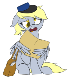 Size: 500x556 | Tagged: safe, artist:lux, imported from derpibooru, derpy hooves, pegasus, pony, confused, cute, female, lost, mailmare, mare, simple background, solo, transparent background, wing hands, wing hold, wings