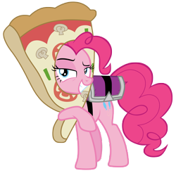 Size: 7100x7000 | Tagged: safe, artist:tardifice, imported from derpibooru, pinkie pie, pony, rock solid friendship, absurd resolution, female, pizza head, raised eyebrow, raised hoof, ridiculous, simple background, solo, transparent background, vector