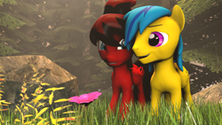 Size: 1920x1080 | Tagged: safe, artist:firesparky, imported from derpibooru, oc, oc only, oc:devil, oc:doudou, pegasus, pony, 3d, female, male, mare, oc x oc, shipping, source filmmaker, stallion, straight