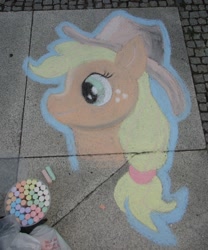 Size: 1336x1608 | Tagged: safe, artist:malte279, imported from derpibooru, applejack, pony, 2017, chalk art, chalk drawing, female, galacon, galacon 2017, solo, traditional art, tribute to ashleigh ball