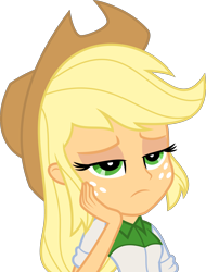 Size: 3000x3951 | Tagged: safe, artist:ambassad0r, imported from derpibooru, applejack, equestria girls, clothes, cowboy hat, female, hat, simple background, solo, stetson, tired, transparent background, vector