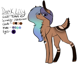 Size: 1429x1197 | Tagged: safe, artist:sweetmelon556, imported from derpibooru, oc, oc only, oc:dark lily, earth pony, pony, deer tail, female, mare, reference sheet, simple background, solo, transparent background