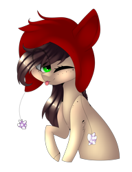 Size: 2066x2688 | Tagged: safe, artist:hyshyy, imported from derpibooru, oc, oc only, oc:ella, earth pony, pony, female, hat, high res, mare, one eye closed, simple background, solo, tongue out, transparent background, wink