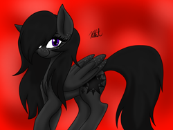 Size: 2000x1500 | Tagged: safe, artist:katkathasahathat, imported from derpibooru, oc, oc only, oc:upon demon, pegasus, pony, commission, red background, simple background, solo