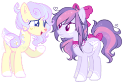 Size: 900x607 | Tagged: safe, artist:lullabyprince, deleted from derpibooru, imported from derpibooru, oc, oc only, oc:dollie anne, oc:lilac lilies, deer pony, hybrid, original species, pegadeer, pegasus, pony, female, mare, simple background, transparent background