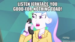 Size: 600x337 | Tagged: safe, edit, edited screencap, imported from derpibooru, screencap, princess celestia, eqg summertime shorts, equestria girls, subs rock, celestia calls, discovery family logo, image macro, meme, memeful.com, principal celestia, the powerpuff girls