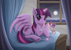 Size: 2339x1649 | Tagged: safe, artist:liu ting, imported from derpibooru, twilight sparkle, alicorn, pony, card, female, glowing horn, jace beleren, jace the mind sculptor, levitation, looking at you, magic, magic the gathering, mare, moon, pixiv, solo, telekinesis, trading card, twilight sparkle (alicorn)