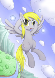 Size: 1380x1958 | Tagged: safe, artist:liu ting, imported from derpibooru, derpy hooves, pegasus, pony, female, flying, mare, pixiv, sky, solo
