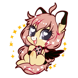 Size: 1024x1024 | Tagged: safe, artist:snow angel, imported from derpibooru, oc, oc only, pegasus, pony, chibi, colored wings, commission, female, heart eyes, mare, solo, wingding eyes