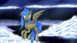 Size: 1920x1080 | Tagged: safe, artist:phenya, imported from derpibooru, oc, oc only, pegasus, pony, cloud, crying, moonlight, night