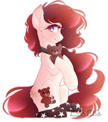 Size: 1417x1600 | Tagged: safe, artist:skimea, imported from derpibooru, oc, oc only, oc:teddy heart, earth pony, pony, female, mare, simple background, solo, teddy bear, transparent background