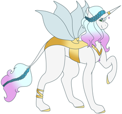 Size: 3840x3576 | Tagged: safe, artist:midnight-drip, imported from derpibooru, oc, oc only, oc:nebula chrystal, changeling, changepony, hybrid, changeling oc, female, high res, magical lesbian spawn, offspring, parent:princess celestia, parent:queen chrysalis, parents:chryslestia, raised hoof, simple background, solo, white background