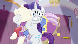 Size: 914x514 | Tagged: safe, imported from derpibooru, screencap, rarity, pony, fame and misfortune, female, makeup, mare, marshmelodrama, ponyquin, running makeup, solo