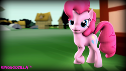 Size: 1920x1080 | Tagged: safe, artist:kiwikahu, imported from derpibooru, pinkie pie, pony, 3d, cute, female, looking at you, ponyville, solo, source filmmaker