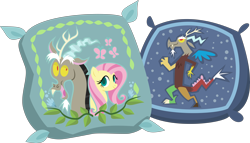 Size: 7870x4498 | Tagged: safe, artist:timeymarey007, imported from derpibooru, discord, fluttershy, discordant harmony, .svg available, absurd resolution, pillow, simple background, transparent background, vector