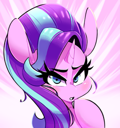 Size: 1331x1422 | Tagged: safe, artist:sourspot, imported from derpibooru, starlight glimmer, pony, unicorn, blushing, bust, cute, female, glimmerbetes, looking at you, mare, portrait, solo