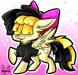 Size: 3913x3788 | Tagged: safe, artist:hiro-uzumaki, imported from derpibooru, songbird serenade, pegasus, pony, my little pony: the movie, bow, chibi, clothes, cute, female, hair bow, mare, raised hoof, smiling, solo, songbetes