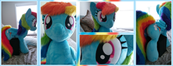 Size: 7000x2662 | Tagged: safe, artist:joltage, imported from derpibooru, rainbow dash, pegasus, pony, irl, life size, photo, plushie