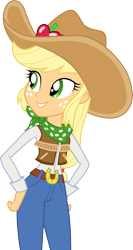 Size: 3001x5638 | Tagged: safe, artist:cloudy glow, artist:cloudyglow, imported from derpibooru, applejack, dance magic, equestria girls, equestria girls series, five to nine, spoiler:eqg specials, absurd resolution, belt, belt buckle, clothes, cowboy hat, cowgirl, female, freckles, hand on hip, hat, jeans, pants, shirt, simple background, smiling, solo, stetson, transparent background, vector, vest