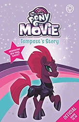 Size: 226x346 | Tagged: safe, imported from derpibooru, tempest shadow, my little pony: the movie, book, broken horn, cute, eye scar, female, horn, merchandise, my little pony logo, official, pretty pretty tempest, raised hoof, scar, smiling, solo, tempest's story, tempestbetes, when she smiles