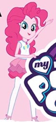 Size: 480x1033 | Tagged: safe, imported from derpibooru, pinkie pie, equestria girls, equestria girls series, clothes, geode of sugar bombs, my little pony logo, my little pony through the years, new outfit, pantyhose, pony history, skirt, solo focus, spoiler, tutu