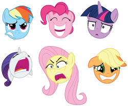 Size: 10438x8659 | Tagged: safe, artist:amarthgul, imported from derpibooru, applejack, fluttershy, pinkie pie, rainbow dash, rarity, twilight sparkle, alicorn, earth pony, pegasus, pony, unicorn, three's a crowd, absurd resolution, eyes closed, faic, female, floppy ears, mane six, mare, open mouth, peeved, simple background, transparent background, twilight sparkle (alicorn)