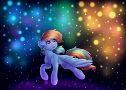 Size: 3500x2500 | Tagged: safe, artist:spirit-dude, imported from derpibooru, rainbow dash, pegasus, pony, female, floating, lost, mare, multicolored hair, open mouth, solo