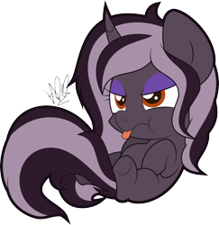 Size: 3239x3334 | Tagged: safe, artist:natusoulsilver, imported from derpibooru, oc, oc only, oc:alcmene, unicorn, chibi, eyeshadow, makeup, simple background, solo, tongue out, transparent background