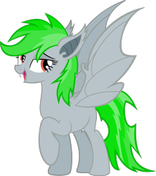 Size: 2867x3232 | Tagged: safe, artist:skyremixer, imported from derpibooru, oc, oc only, oc:sky remixer, bat pony, pony, female, high res, mare, raised hoof, simple background, solo, transparent background