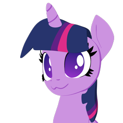 Size: 1200x1200 | Tagged: safe, artist:galawaille, imported from derpibooru, twilight sparkle, pony, unicorn, 3d, :3, blender, bust, cel shading, female, mare, no pupils, simple background, smiling, solo, transparent background