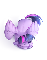 Size: 1550x2000 | Tagged: safe, artist:shellydreams, imported from derpibooru, twilight sparkle, alicorn, pony, cheek fluff, cute, female, floating heart, floppy ears, heart, one eye closed, prone, simple background, solo, twiabetes, twilight sparkle (alicorn), white background