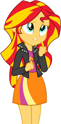 Size: 6249x12725 | Tagged: safe, artist:illumnious, imported from derpibooru, sunset shimmer, eqg summertime shorts, equestria girls, pet project, absurd resolution, clothes, female, jacket, legs together, shirt, simple background, skirt, solo, sunset shimmer's skirt, transparent background, vector