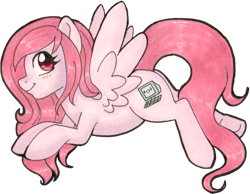 Size: 929x720 | Tagged: safe, artist:bumblebun, imported from derpibooru, oc, oc only, oc:peach hack, pegasus, pony, badge, simple background, solo, traditional art, transparent background