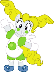 Size: 1001x1335 | Tagged: safe, artist:cloudy glow, artist:cloudyglow, imported from derpibooru, surprise, earth pony, pegasus, pony, adoraprise, clothes, clown, clownprise, costume, cute, female, funny, g1, g1 to g4, g4, generation leap, gloves, grin, mare, mr. mime, nintendo, pokémon, shiny pokémon, silly, simple background, smiling, solo, surprise being surprise, transparent background