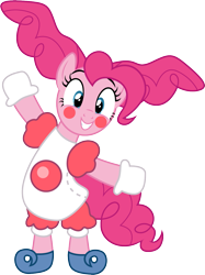 Size: 1001x1335 | Tagged: safe, artist:cloudy glow, artist:cloudyglow, imported from derpibooru, pinkie pie, earth pony, pony, clothes, cosplay, costume, female, mare, mr. mime, nintendo, pokémon, simple background, solo, transparent background