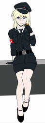 Size: 951x2545 | Tagged: safe, artist:pshyzomancer, imported from derpibooru, oc, oc only, oc:aryanne, human, cigar, clothes, female, gloves, heart, humanized, looking at you, nazi, simple background, solo, swastika, uniform, white background