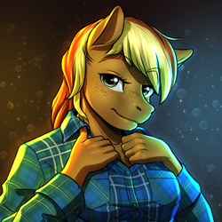 Size: 1900x1900 | Tagged: safe, artist:mykegreywolf, imported from derpibooru, oc, oc only, oc:creekseed, anthro, clothes, cute, female, freckles, handsome, mare, plaid, plaid shirt, shirt, solo