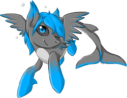 Size: 1148x884 | Tagged: safe, artist:violentdreamsofmine, imported from derpibooru, oc, oc only, oc:pimeys, original species, pony, shark pony, black sclera, colored wings, multicolored wings, one eye closed, simple background, solo, transparent background, wings, wink