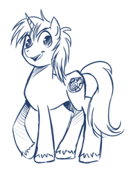 Size: 503x667 | Tagged: safe, artist:heart-of-stitches, imported from derpibooru, oc, oc only, oc:morendo, pony, unicorn, male, monochrome, sketch, solo, stallion