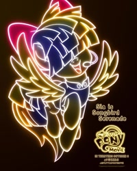 Size: 1500x1875 | Tagged: safe, imported from derpibooru, songbird serenade, pegasus, pony, my little pony: the movie, black background, female, headworn microphone, movie poster, my little pony logo, official, poster, sia (singer), simple background, solo