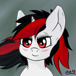 Size: 1680x1680 | Tagged: safe, artist:red-rd, imported from derpibooru, oc, oc only, oc:blackjack, pony, unicorn, fallout equestria, fallout equestria: project horizons, bedroom eyes, female, mare, simple background, solo