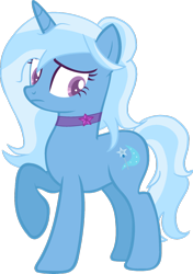 Size: 1024x1455 | Tagged: safe, artist:lilygarent, imported from derpibooru, trixie, pony, alternate hairstyle, choker, female, raised hoof, simple background, solo, transparent background
