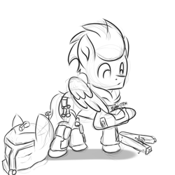 Size: 2007x2000 | Tagged: safe, artist:qbellas, imported from derpibooru, soarin', pony, crossover, male, sketch, solo, titanfall, wing hands