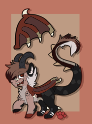 Size: 2329x3121 | Tagged: safe, artist:oddends, imported from derpibooru, oc, oc only, oc:abraxas, cat pony, dracony, hybrid, original species, adoptable, mix