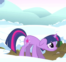 Size: 900x850 | Tagged: safe, imported from derpibooru, screencap, twilight sparkle, pony, unicorn, winter wrap up, 48 fps, animated, female, flinch, frame interpolation, gritted teeth, no sound, scared, solo, unicorn twilight, webm