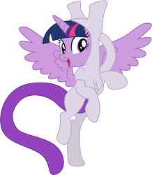 Size: 1001x1146 | Tagged: safe, artist:cloudy glow, artist:cloudyglow, imported from derpibooru, twilight sparkle, alicorn, mewtwo, pony, clothes, costume, female, mare, pokémon, simple background, smiling, solo, transparent background, twilight sparkle (alicorn), vector, vector trace