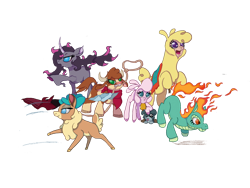 Size: 2000x1500 | Tagged: safe, artist:swasfews, imported from derpibooru, arizona cow, fhtng th§ ¿nsp§kbl, oleander, paprika paca, pom lamb, tianhuo, velvet reindeer, alpaca, classical unicorn, cow, deer, demon, dog, lamb, longma, reindeer, sheep, unicorn, them's fightin' herds, arizona (tfh), bandana, bell, bell collar, blanket, cloven hooves, collar, community related, digital art, female, fightin' six, lasso, leonine tail, oleander (tfh), one eye closed, open mouth, paprika (tfh), pom (tfh), puppy, rope, saddle blanket, simple background, tianhuo (tfh), tongue out, transparent background, unshorn fetlocks, velvet (tfh)